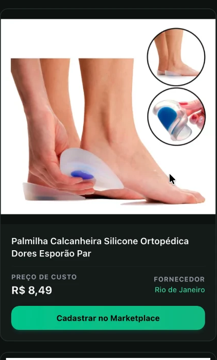 Palmilha calcanheira de silicone ortopédica no catálogo da Encomendy, com preço de custo e fornecedor