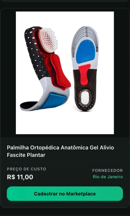 Palmilha ortopédica anatômica em gel no catálogo da Encomendy, com preço de custo e fornecedor
