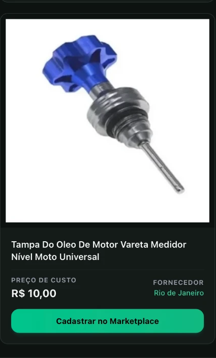Tampa do óleo de motor com vareta medidora no catálogo da Encomendy, com preço de custo e fornecedor